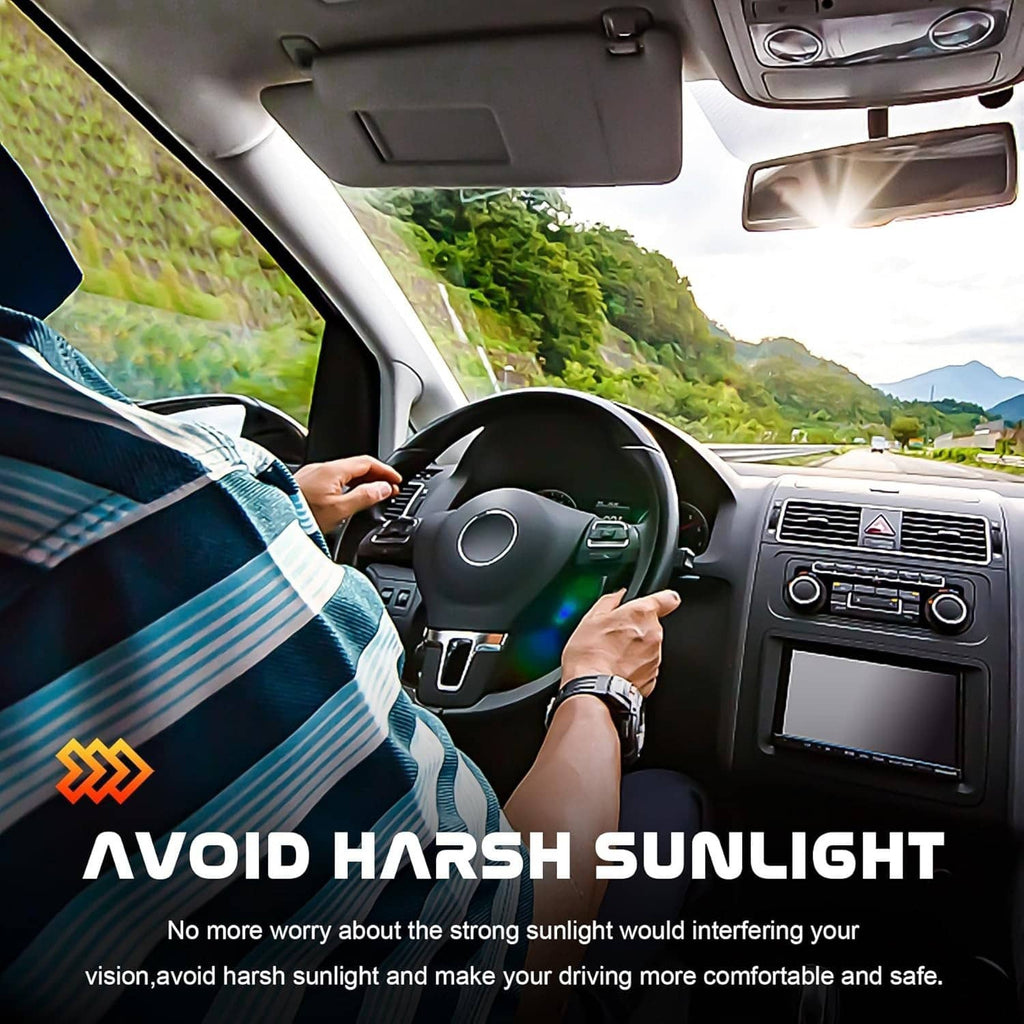 Gray sun visor installed in car interior, with mirror on the passenger side