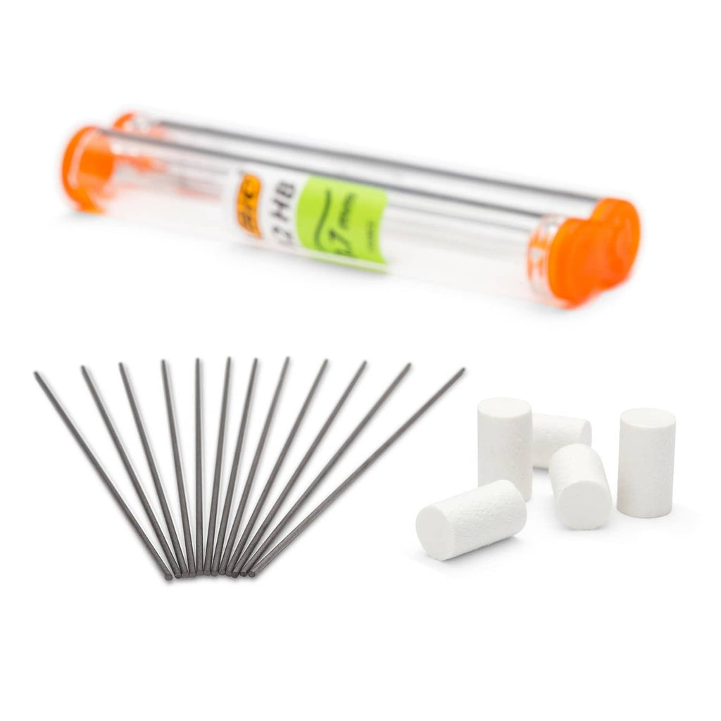 Mechanical pencil leads with eraser pieces and pen refill tube