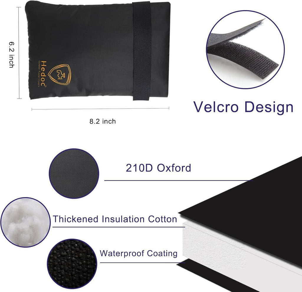 Black outdoor faucet cover set, shown flat with hook-and-loop closure