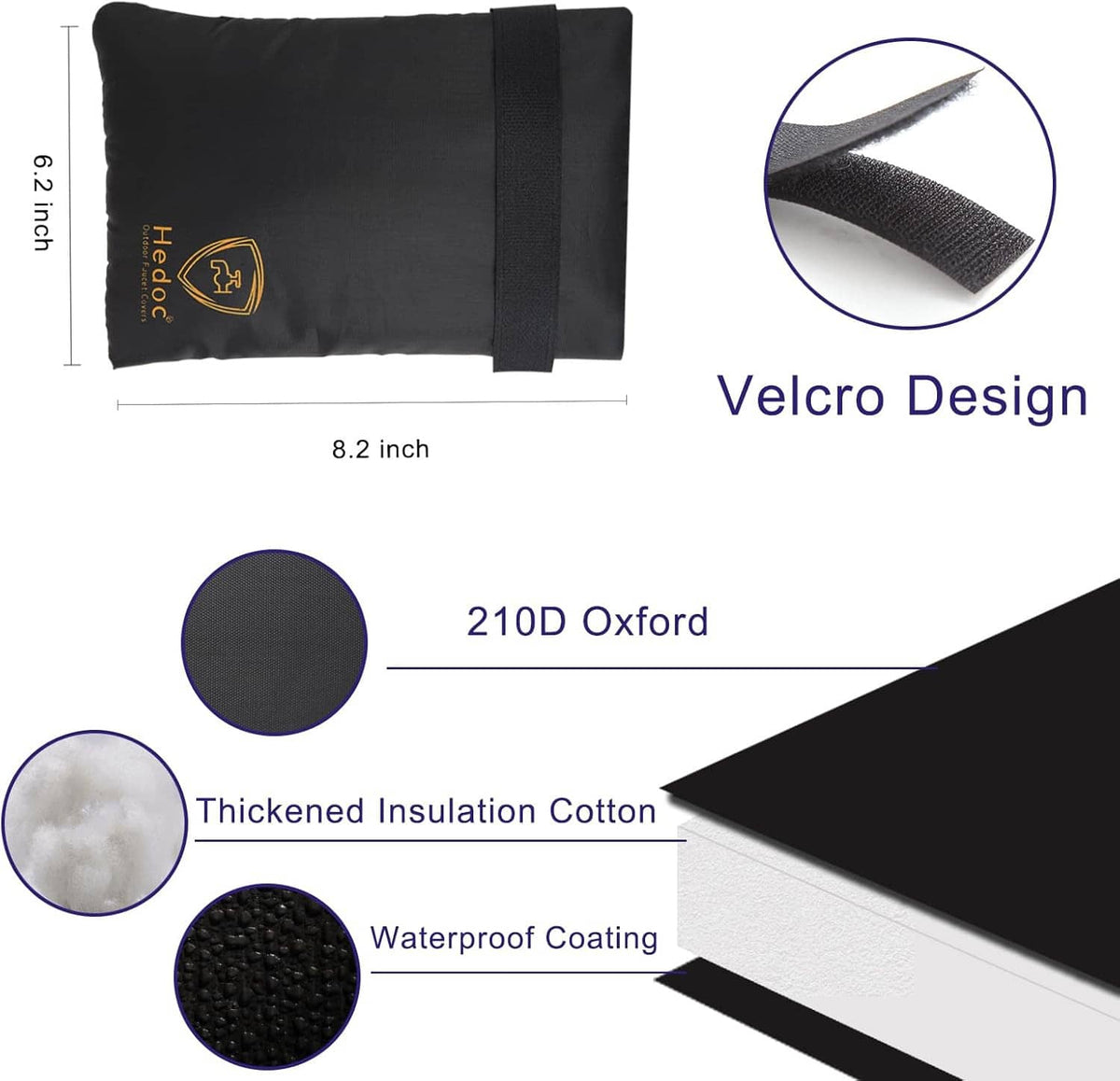 Black outdoor faucet cover set, shown flat with hook-and-loop closure