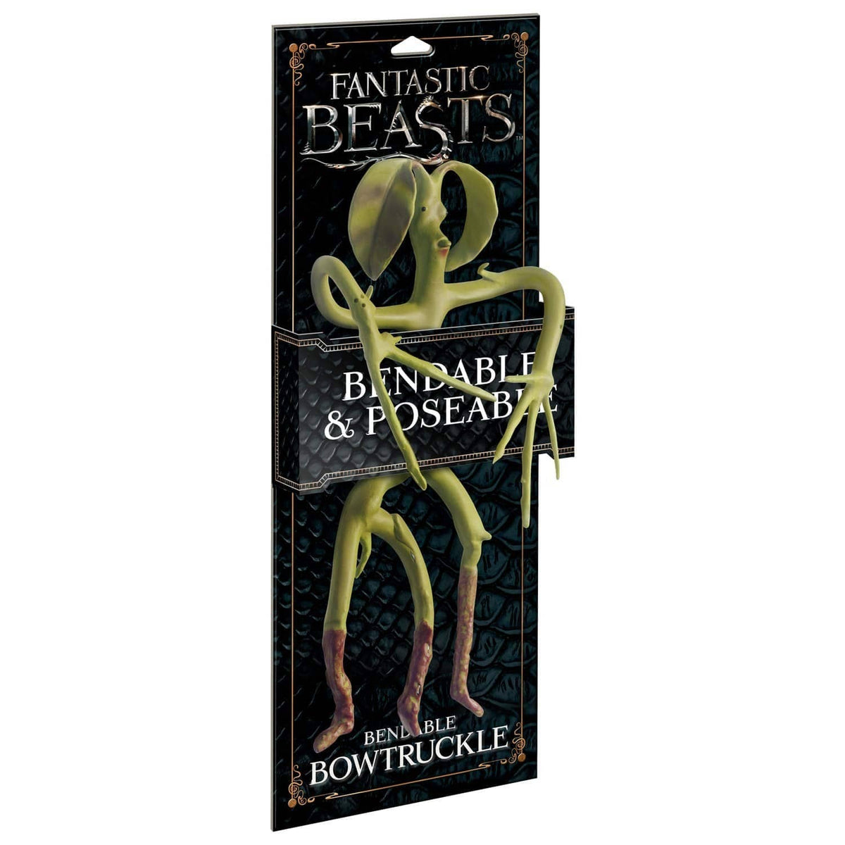 Boxed bendable bowtruckle Pickett collectible figure, olive-green with leaf fins