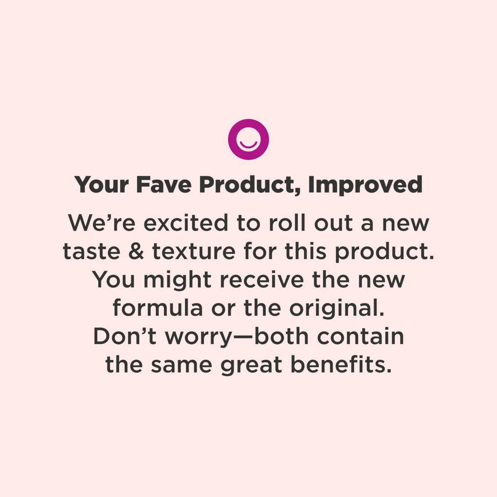 Promotional card: Your Favorite Product, Improved; new taste and texture message