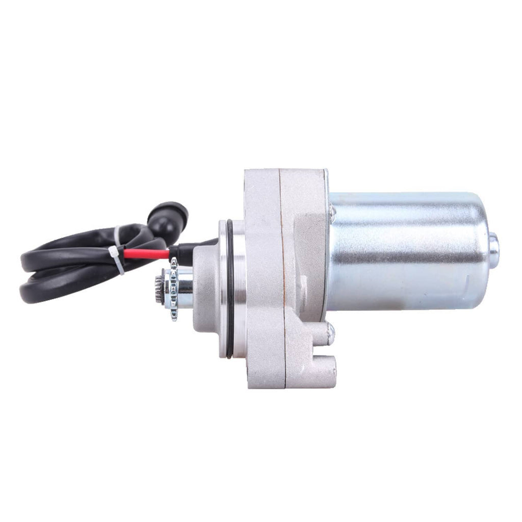 3-bolt starter motor with black/red wire harness and silver mounting flange