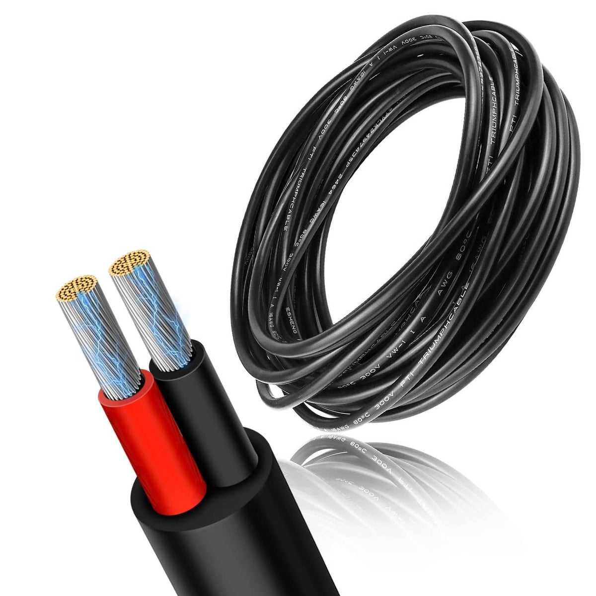 Low-voltage 2-conductor stranded wire, black jacket coil