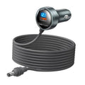 Car cigarette lighter DC adapter with coiled cable and digital voltage LED display