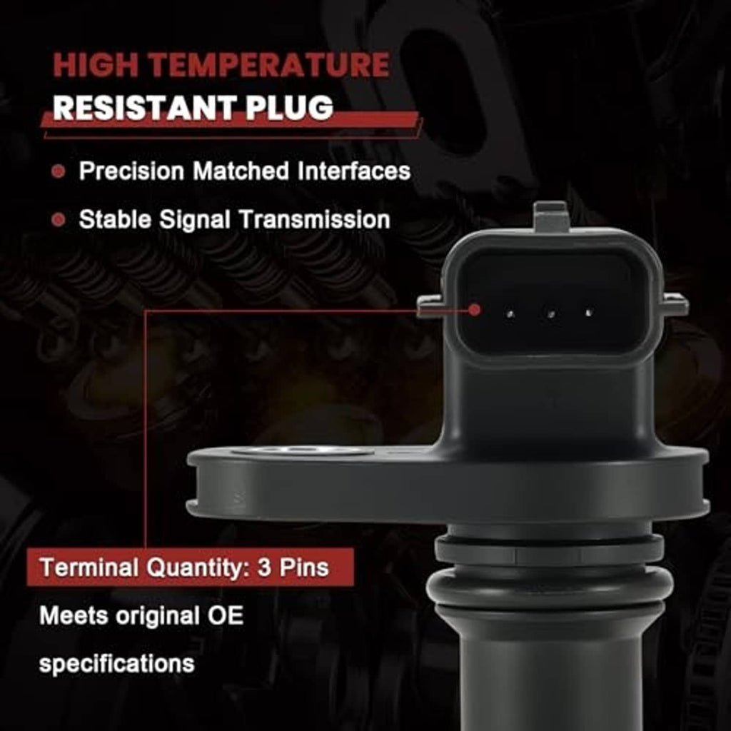 Camshaft position sensor with front electrical plug and metal mounting base