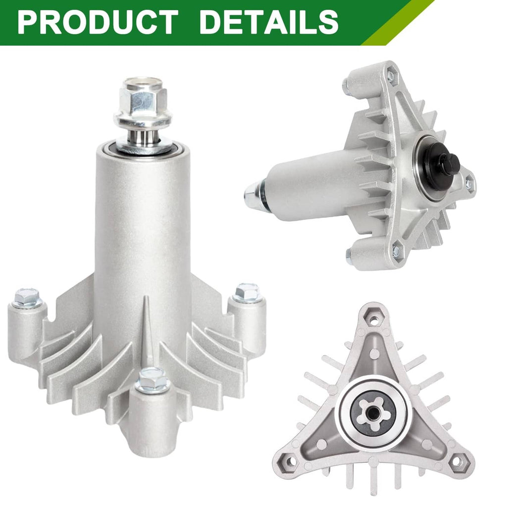 Mower spindle assembly with silver housing and star-shaped mounting base