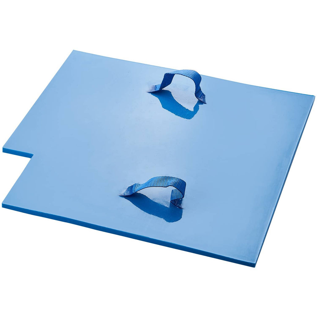 Concrete texture stamp mat set, blue flexible polyurethane with two raised pattern shapes