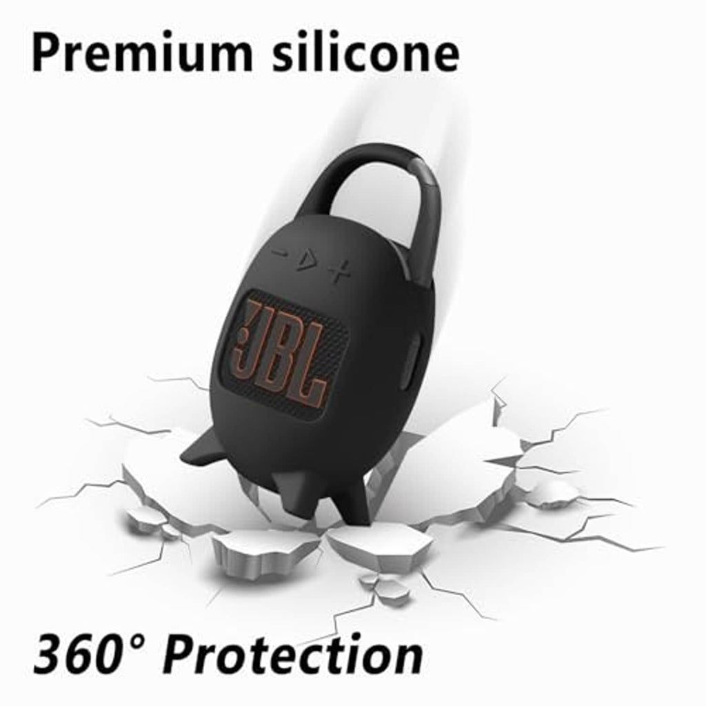 Black silicone carrying case with handle, 360° protection speaker cover