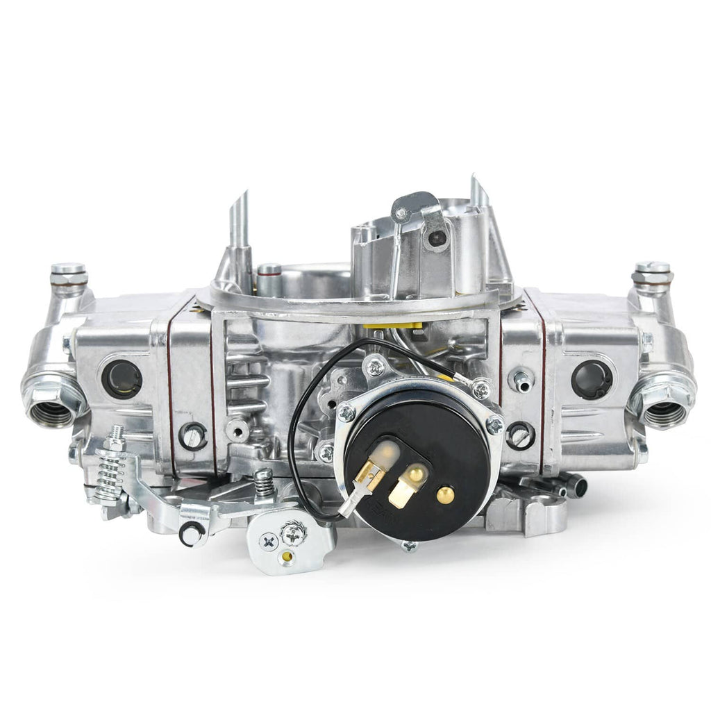 Carburetor e-choke unit side view with black diaphragm cover and silver fittings