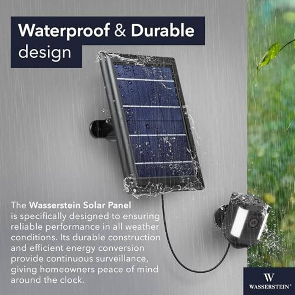 Water-resistant black solar panel with raindrops on the blue cell surface