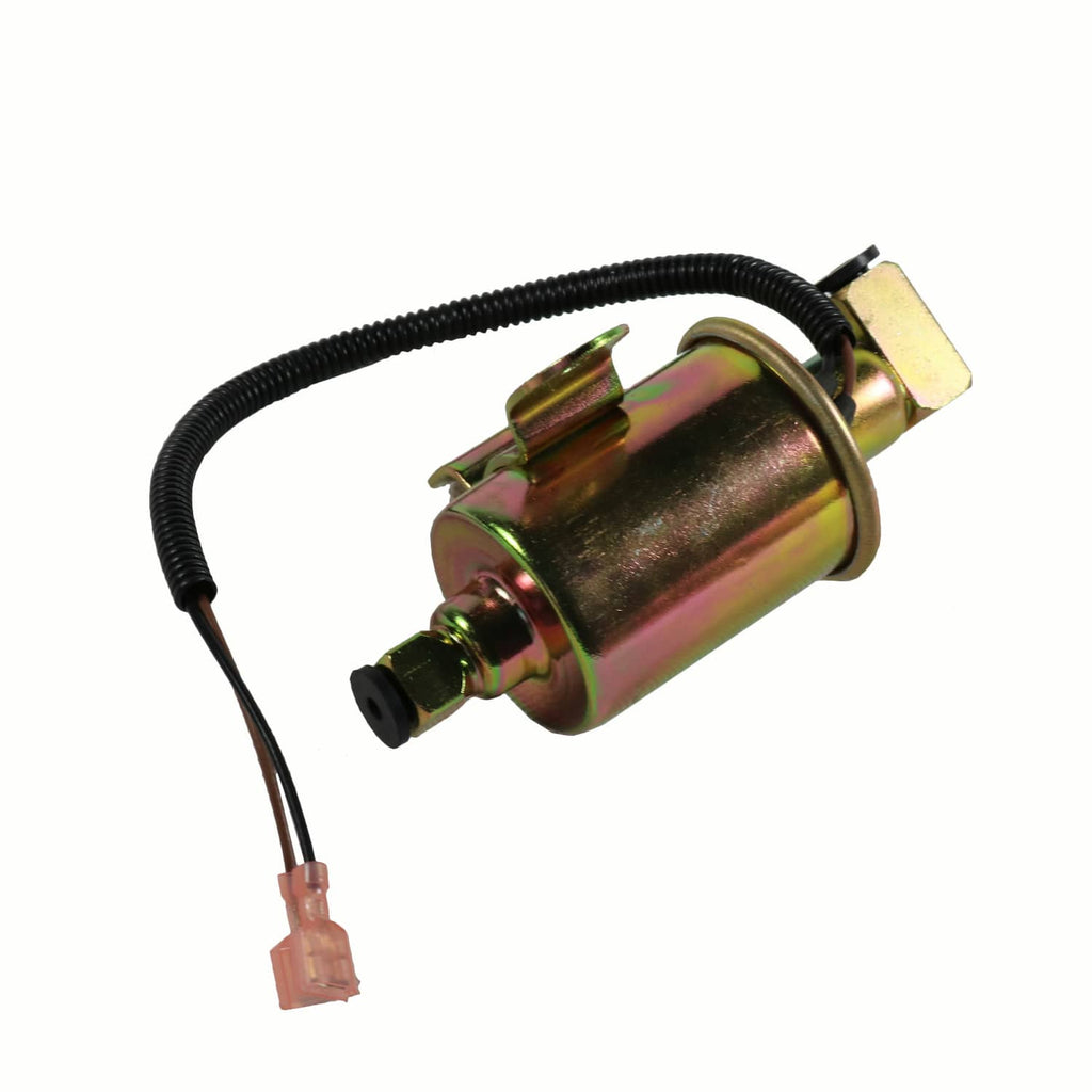 Electric fuel pump with wire harness and electrical connector, cylindrical metal housing