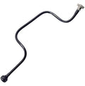Engine coolant reservoir hose with metal fittings, dark rubber tubing