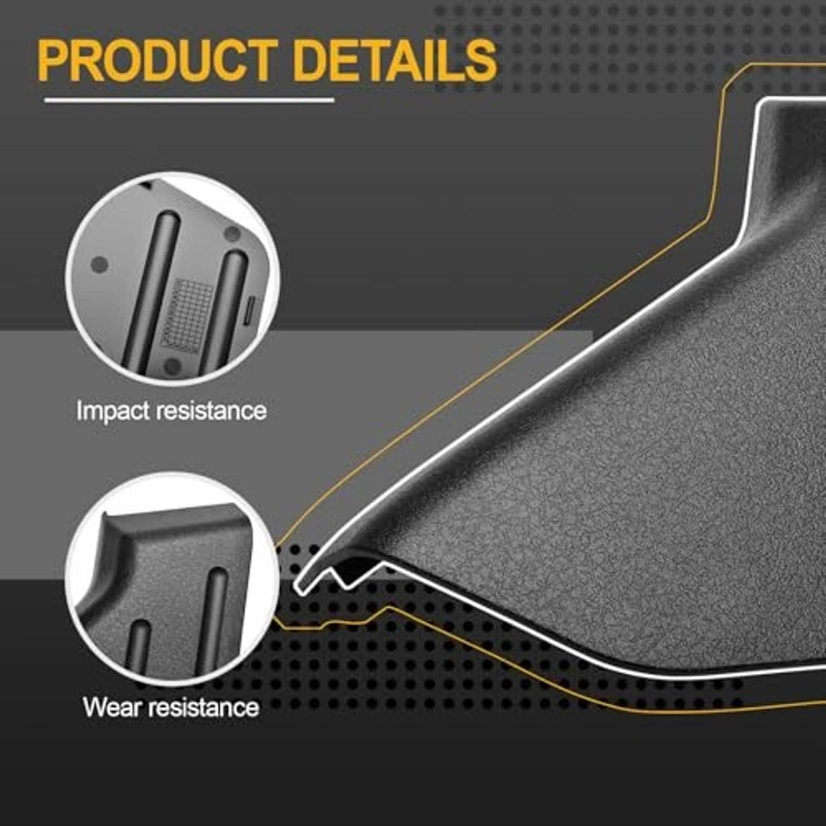 Black textured seat trim cover with impact- and wear-resistance panel design