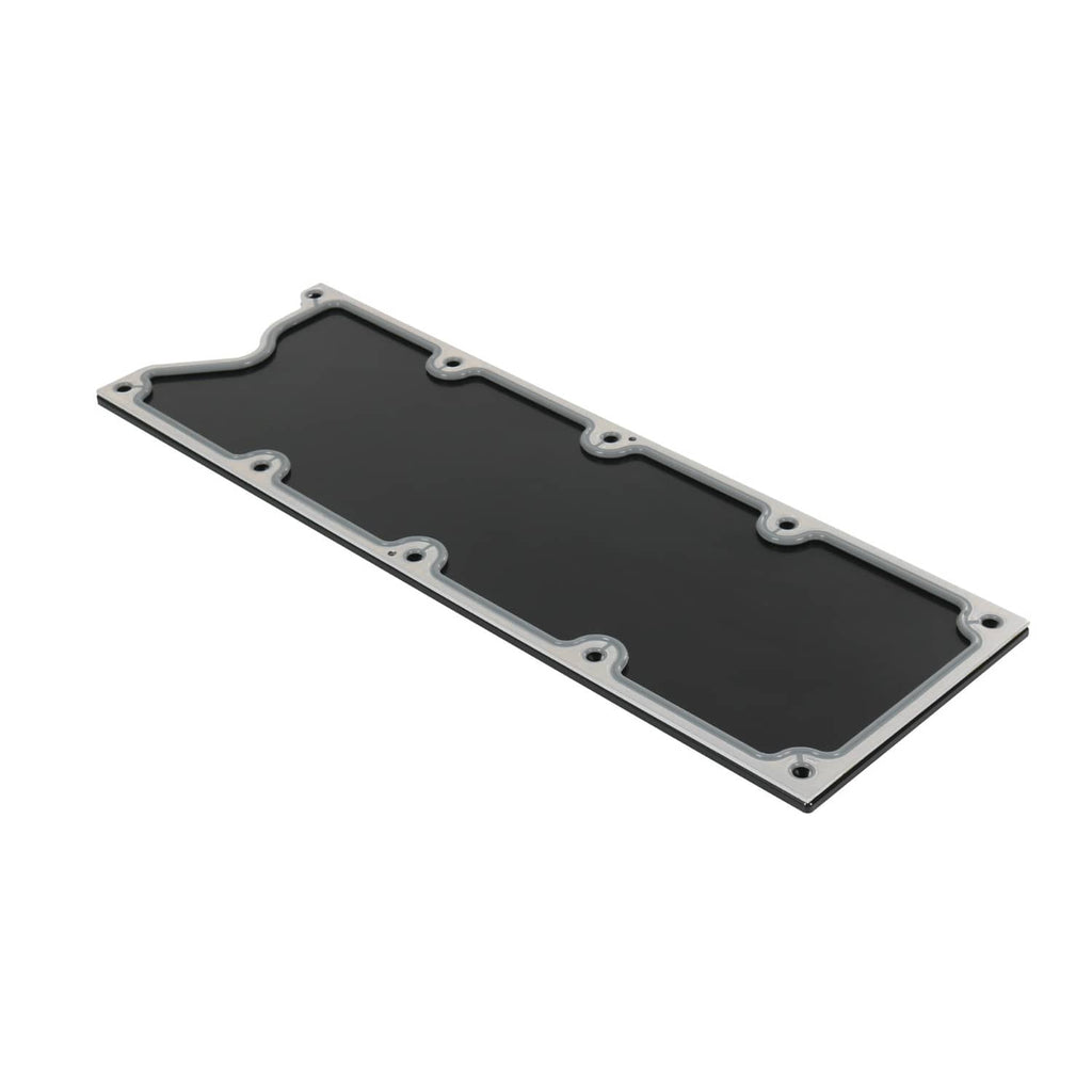 Engine valley cover plate with gasket, black center and silver mounting hardware