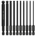 LATTOOK 10-piece black ball-end hex bits with size markings on shanks