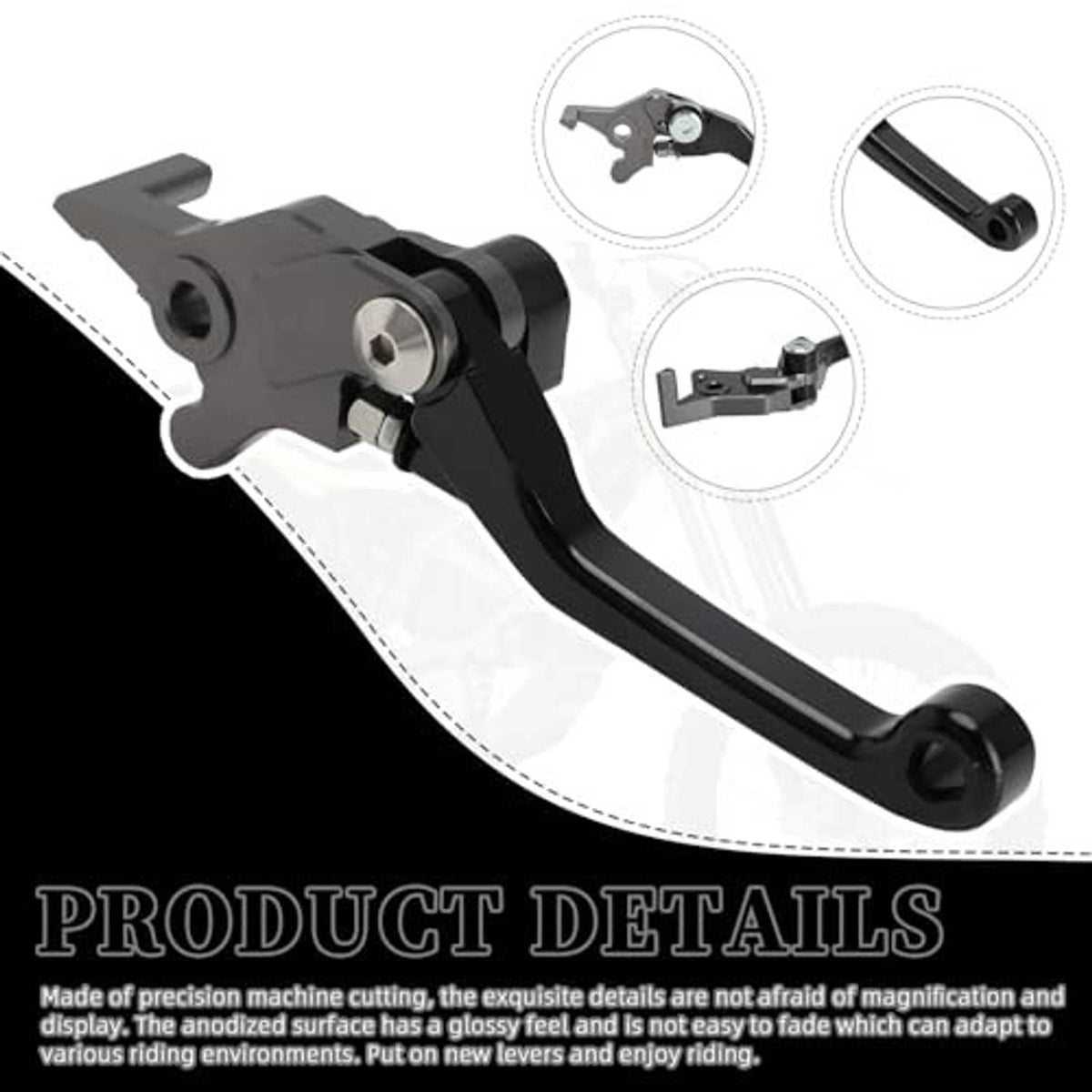 CNC-machined black brake lever with mounting plate and hinge/pivot hardware