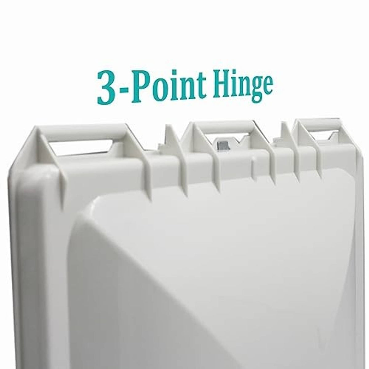 White roof vent lid hinge area with 3-point hinge design