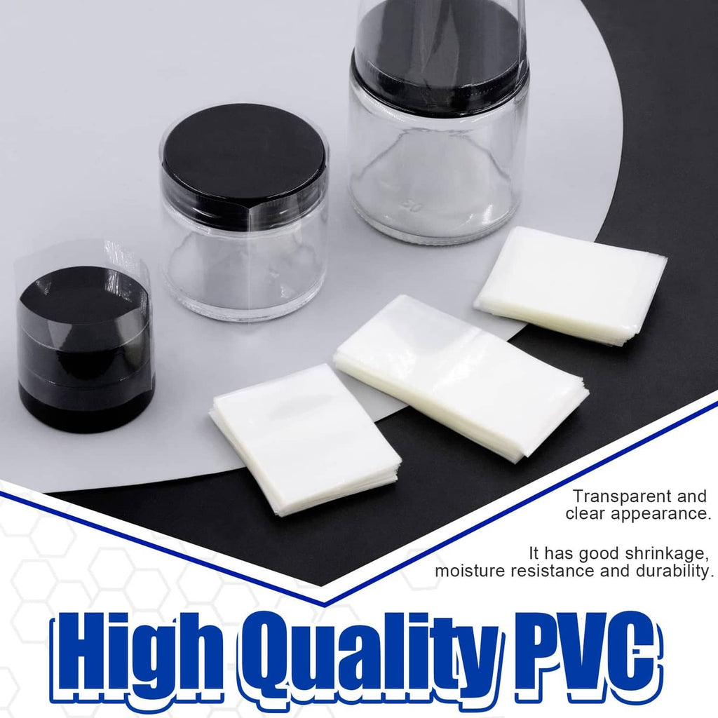 Clear heat-shrink wrap bands and stacked sheets for sealing bottles