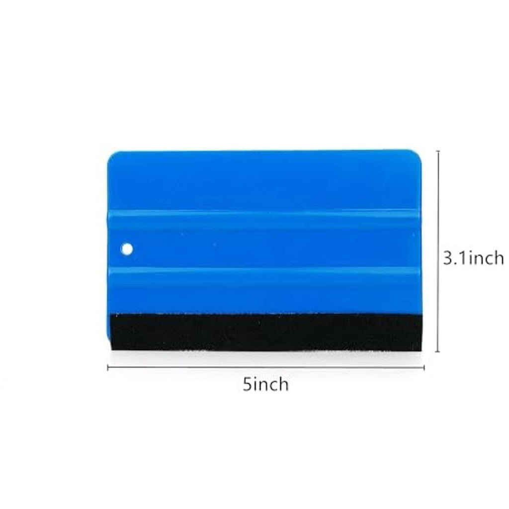 Blue window tint squeegee with felt pad, 5-inch width and 3.1-inch height