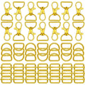 Gold D-ring purse hardware set, assorted clips and rings, 25 mm