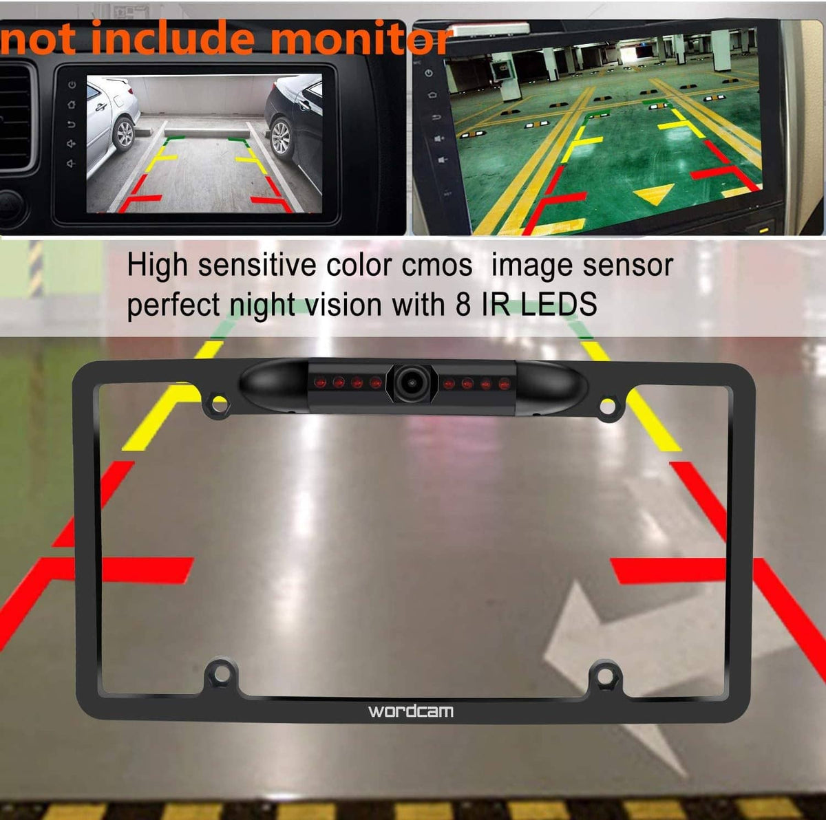 License plate camera frame showing IR LED array and wired camera design