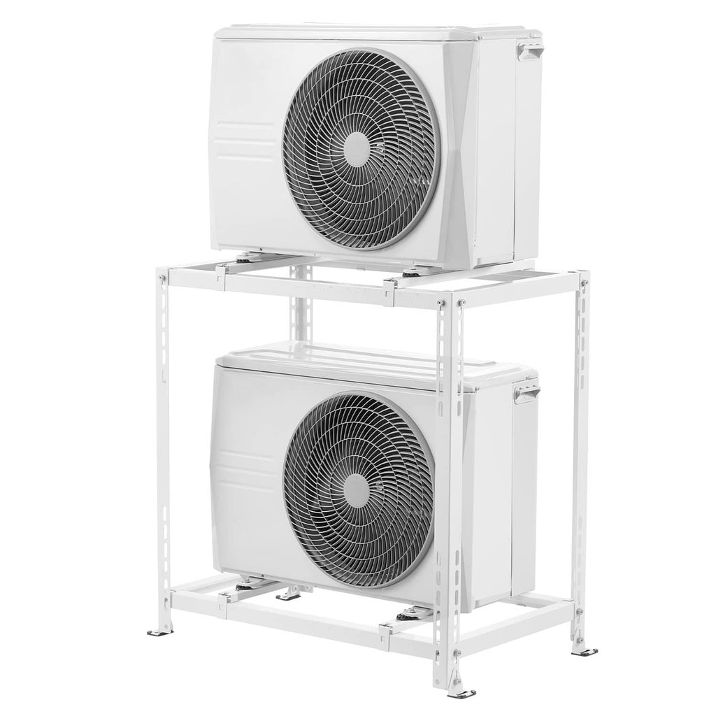Uimoso dual-level mini split stand holding two outdoor heat pump condensers