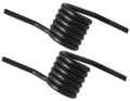 Black steel hydraulic jack handle spring coils with two straight mounting arms.