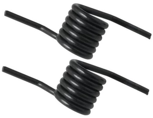 Black steel hydraulic jack handle spring coils with two straight mounting arms.