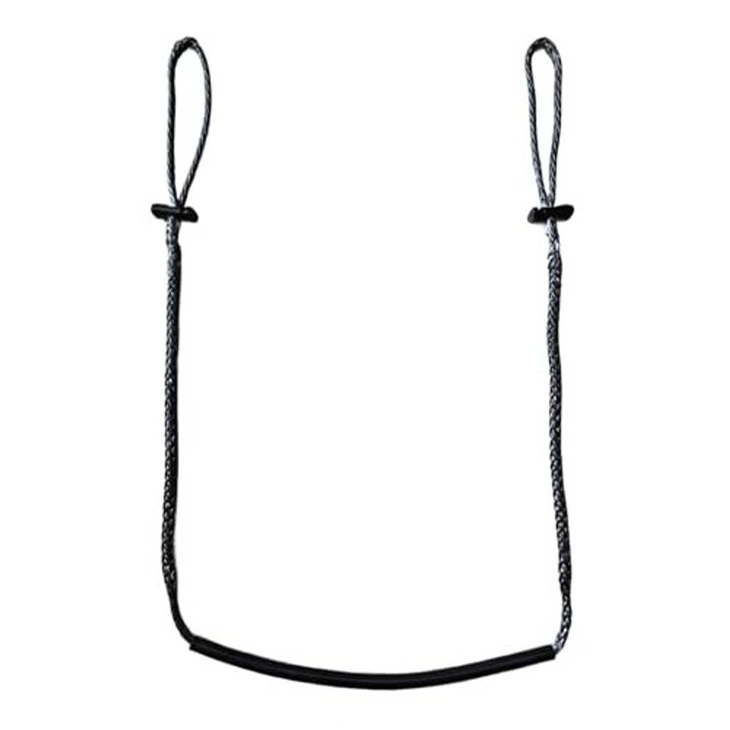 Climbing stick aider with two cord loops and black rubber tube bar