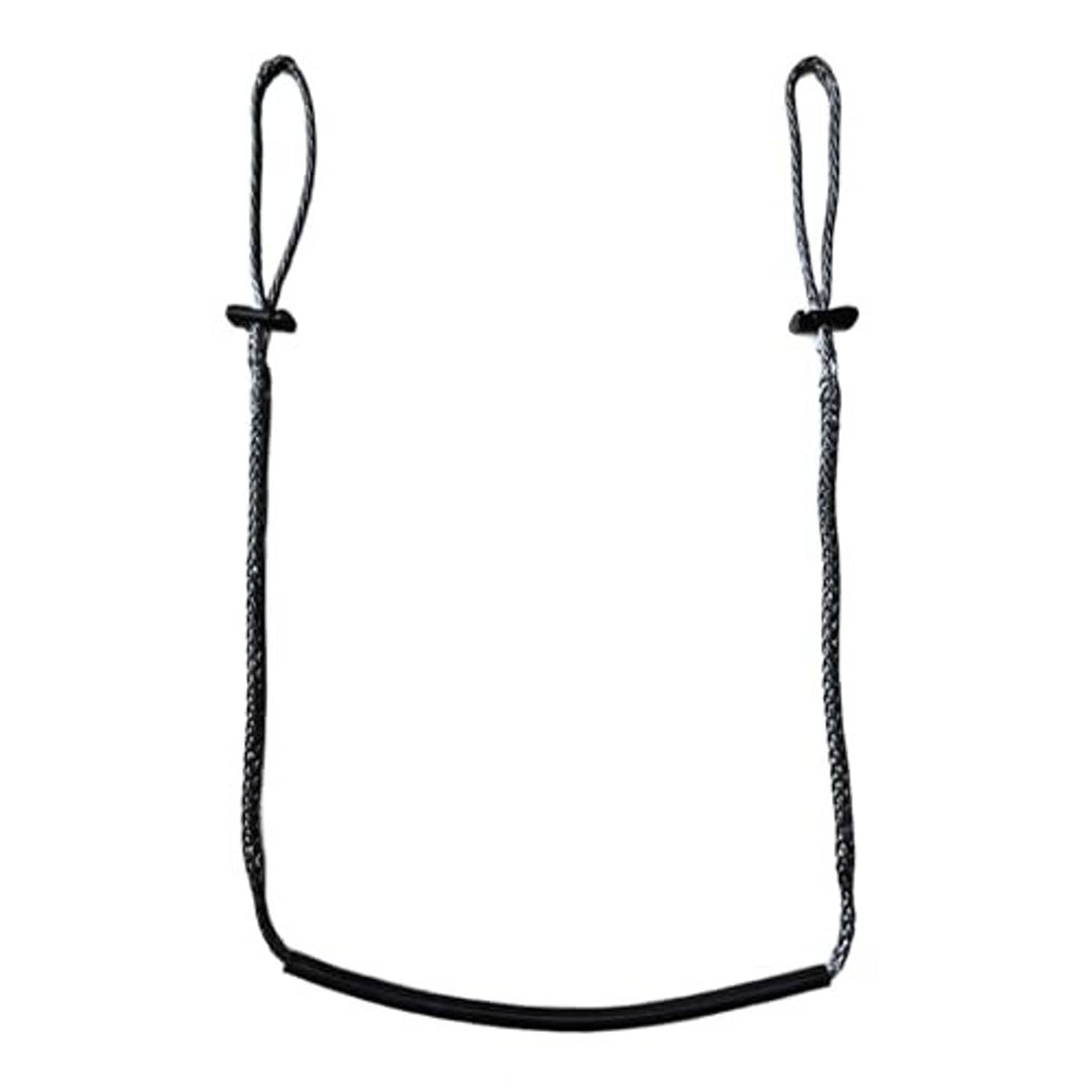 Climbing stick aider with two cord loops and black rubber tube bar