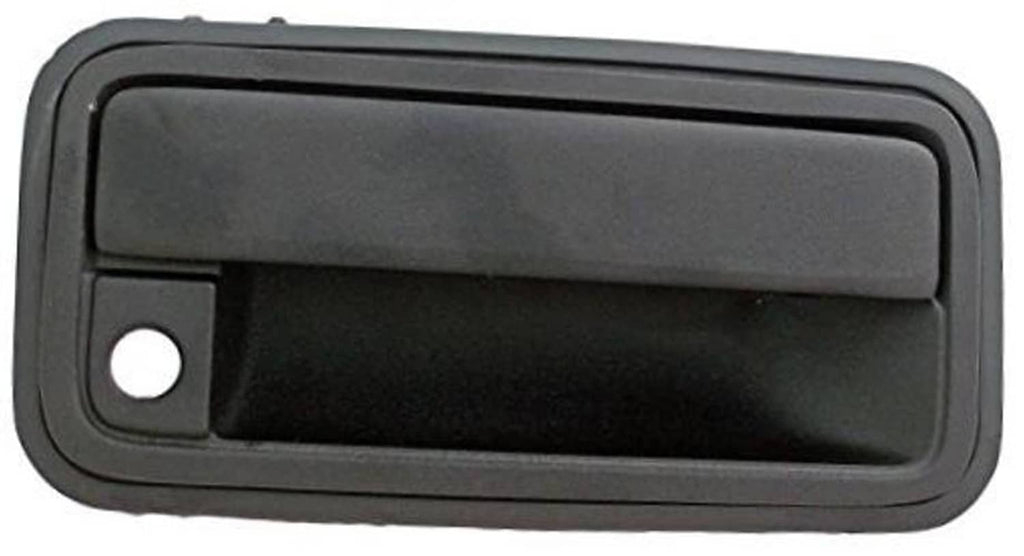 Black exterior front passenger door handle bezel with circular keyhole cutout