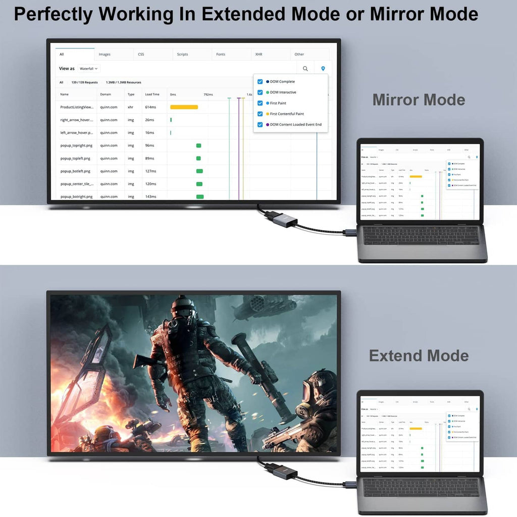 Black VGA monitor connection setup using a grey DisplayPort-to-VGA adapter