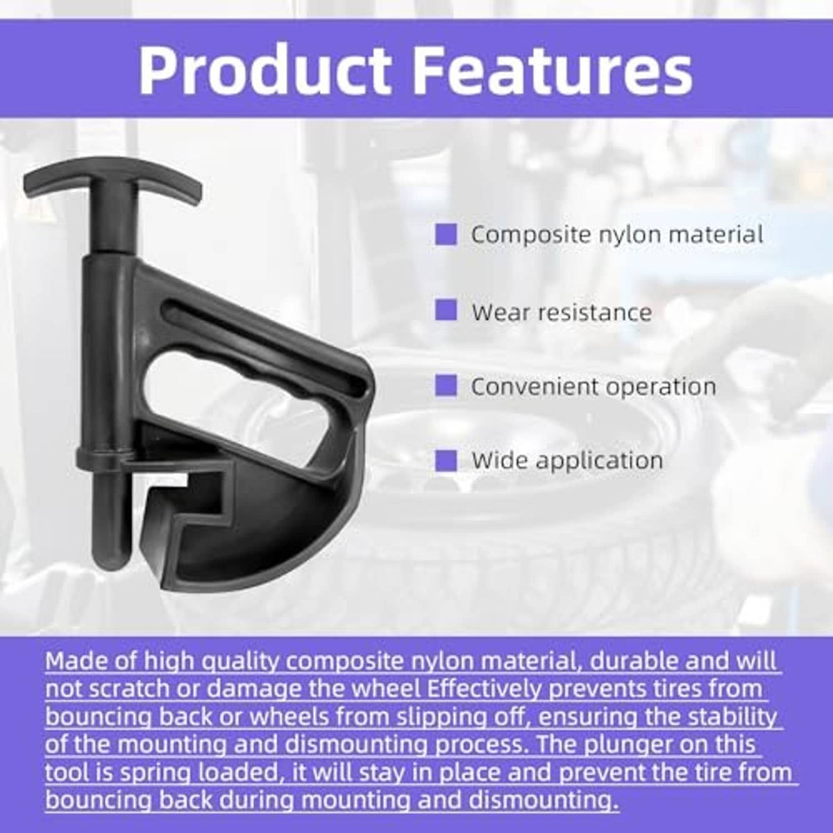 Black universal tire bead clamp tool with built-in jaw and handle frame