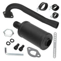 Black exhaust muffler silencer canister with mounting bracket and hardware kit