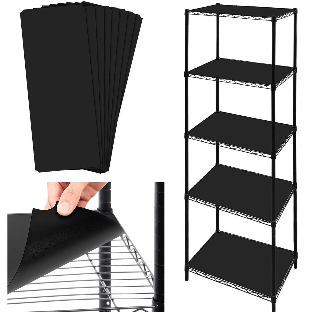 Black wire shelf liners, 8-pack sheets for wire shelving, easy fit
