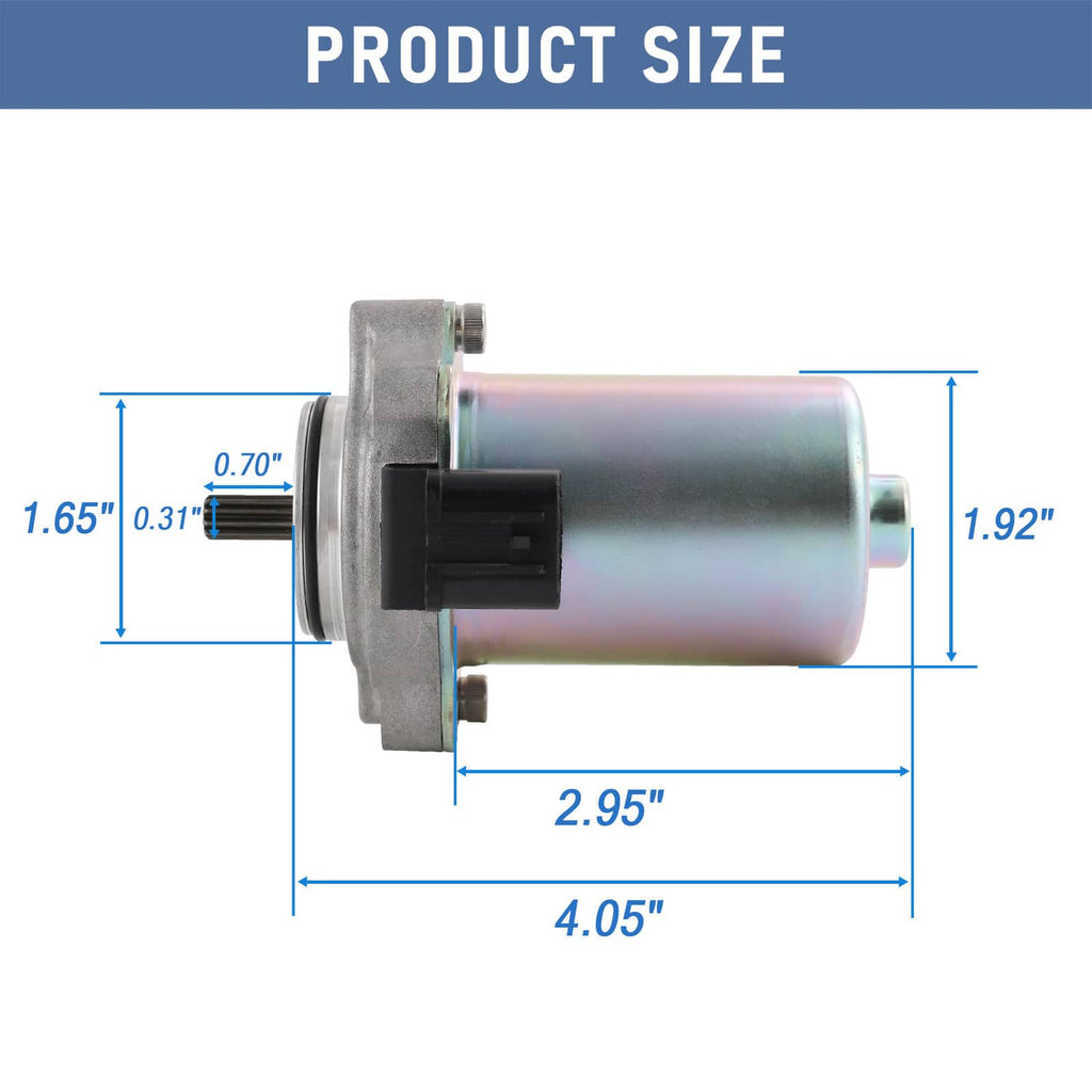 Shift motor assembly size diagram with metal canister, mounting flange, and electrical plug