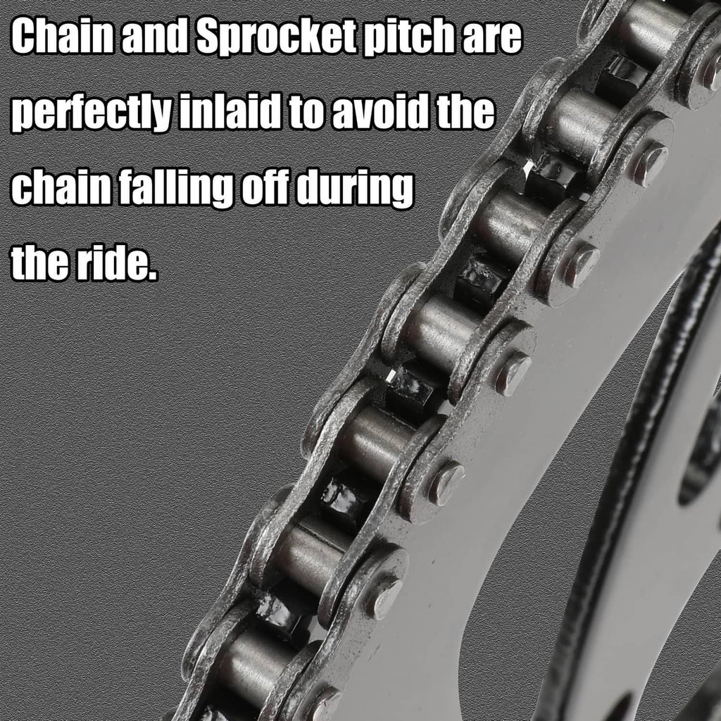 Steel roller chain link and sprocket teeth close-up for smooth engagement