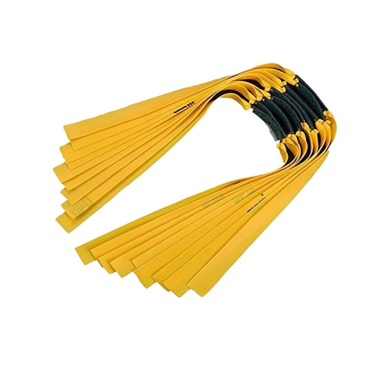 16-pack flat slingshot rubber bands, yellow flat bands bundled together