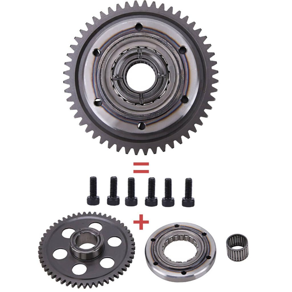 Starter clutch one-way bearing gear kit: steel gear with mounting screws