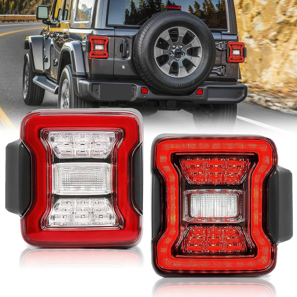LED tail light set installed on a Jeep, showing red rear light and turn signal lights