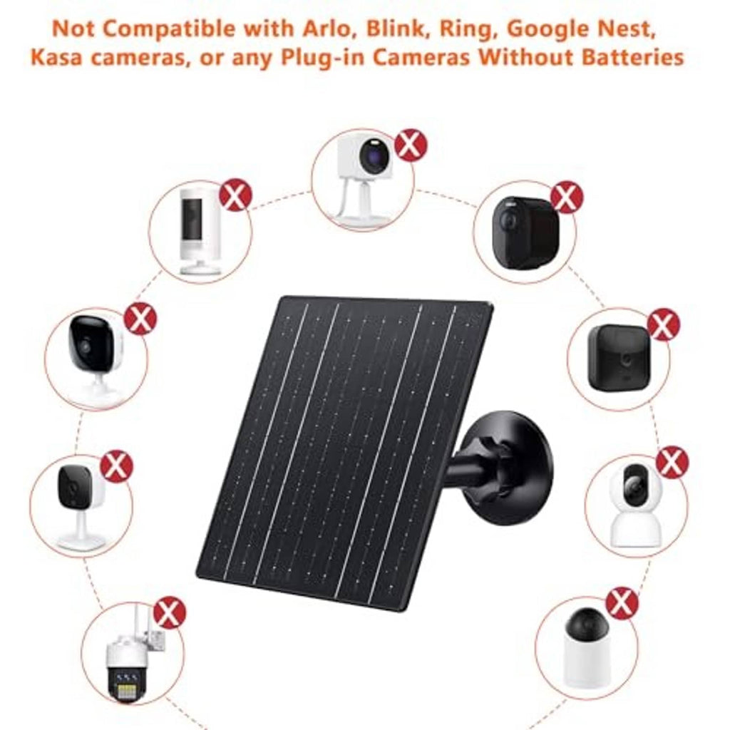 Black solar panel with suction mount for charging security cameras