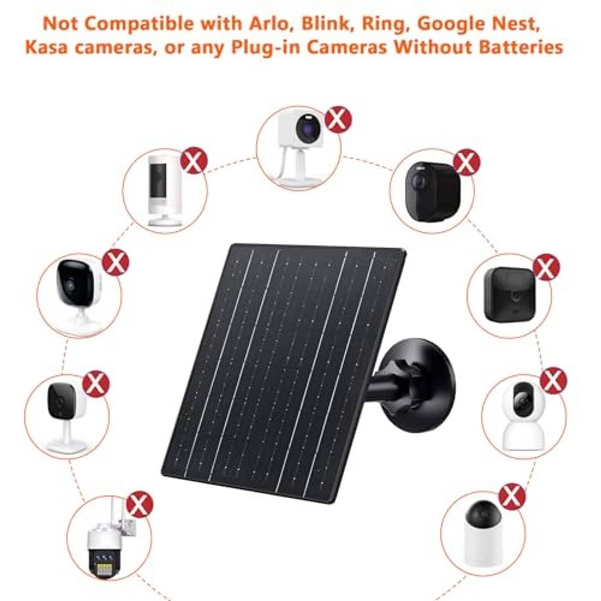 Black solar panel with suction mount for charging security cameras