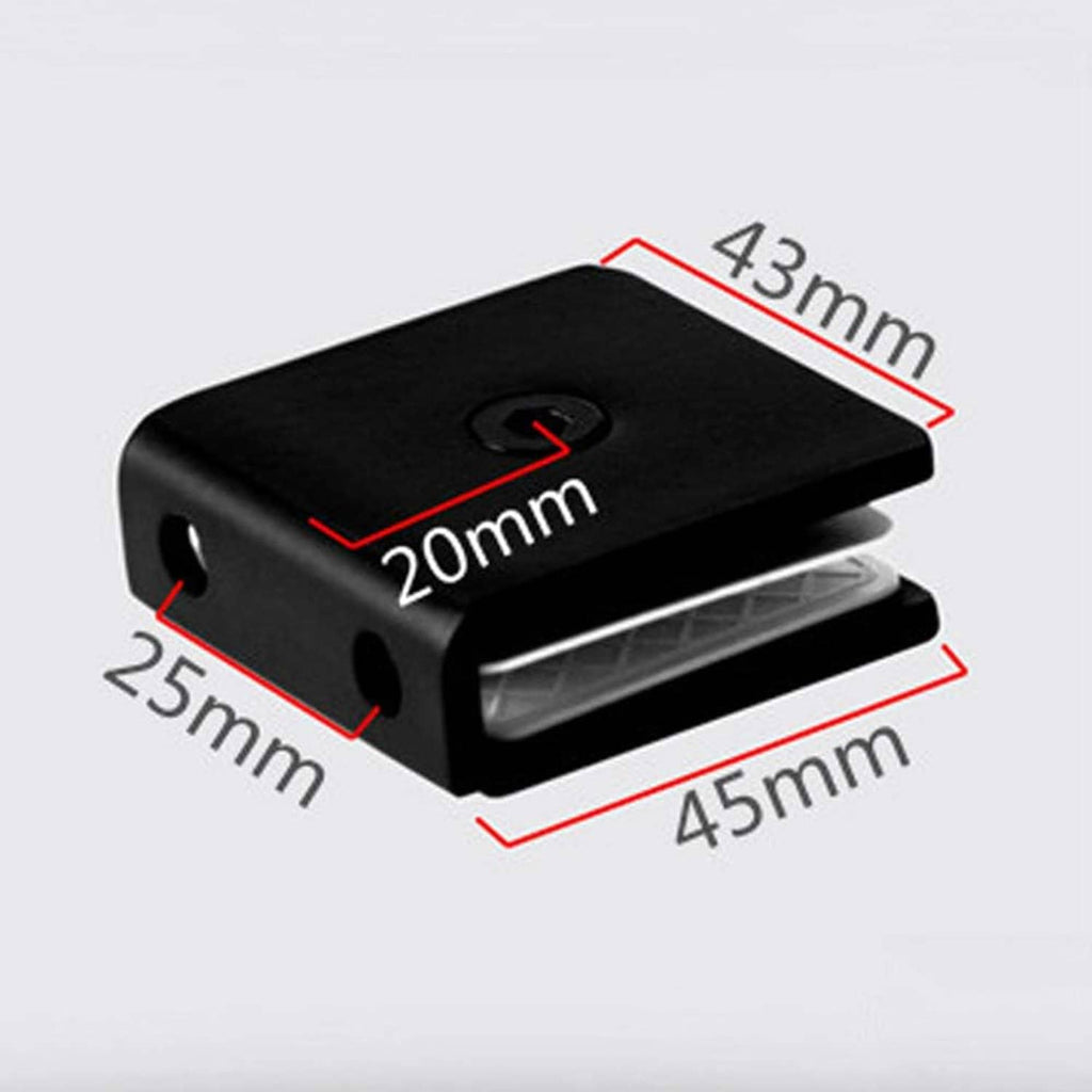 Black square frameless glass clamp connector brackets, 2-piece set