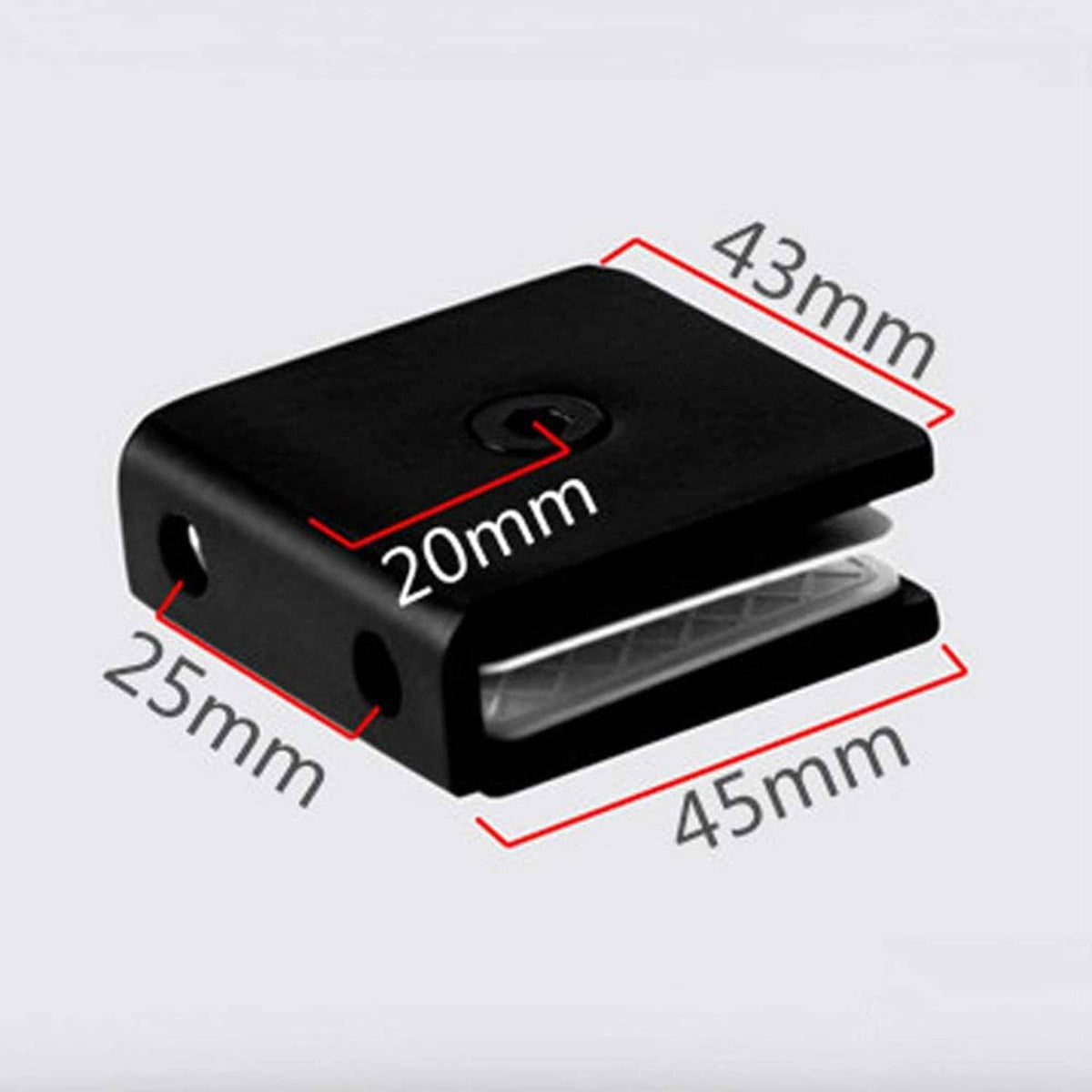Black square frameless glass clamp connector brackets, 2-piece set
