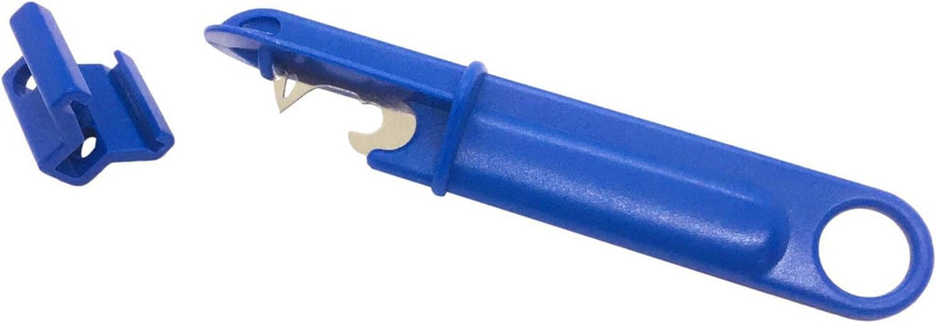 Blue puncture tool with hanging loop handle and protective cover