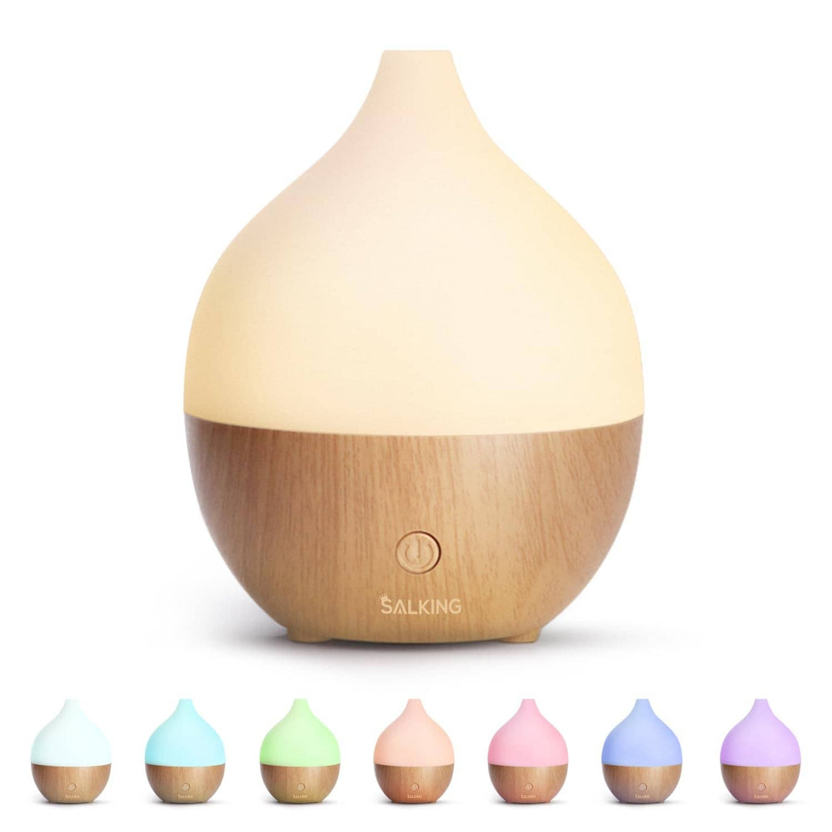 SALKING essential oil diffuser, white cap and wood-grain base, 100 ml