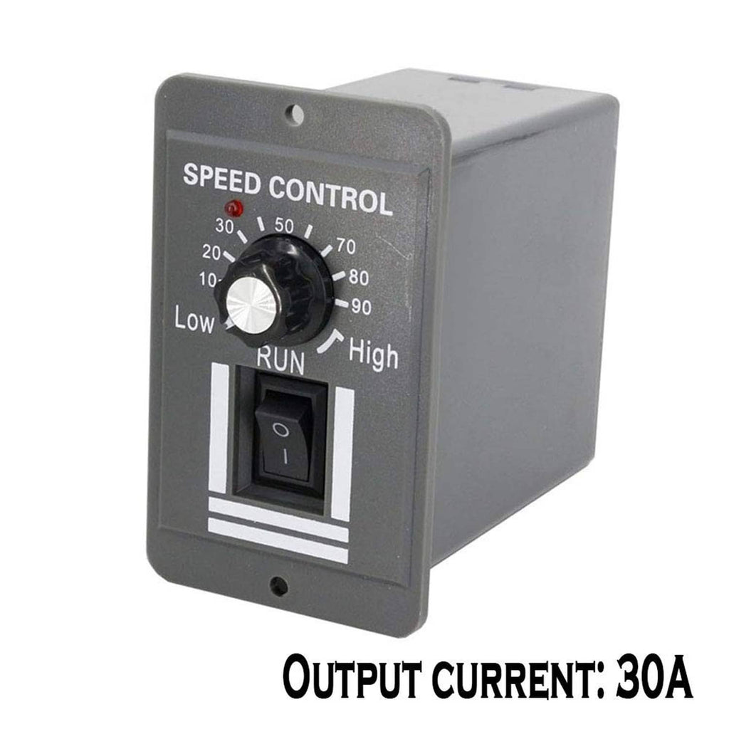 DC motor speed control module with speed knob, RUN switch, and output current 30A text