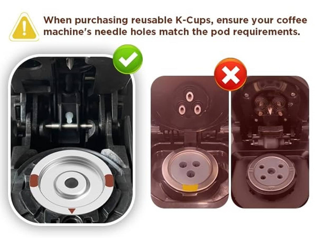 Stainless steel reusable K-cup filter placed in a coffee machine pod holder