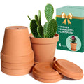 Terracotta 6-inch plant pots with saucers, 4-pack, stacked